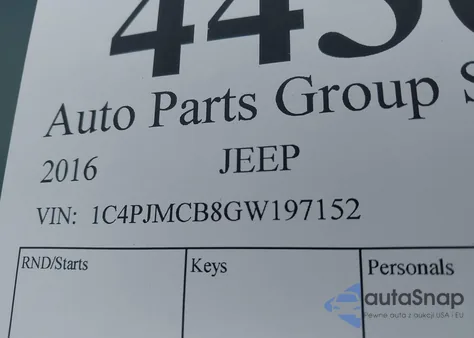 2016 Jeep Cherokee Latitude из США, поврежденный, VIN 1C4PJMCB8GW197152